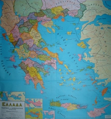 ΧΑΡΤΗΣ ΕΛΛΑΔΑΣ ΠΟΛΙΤΙΚΟΣ 150*140 ΠΑΝΟΔΕΤΟΣ