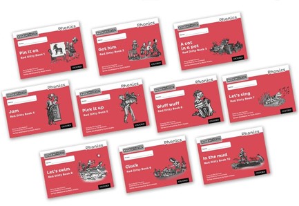 READ WRITE INC - PHONICS RED DITTY BOOKS - BLACK AND WHITE PACK OF 10