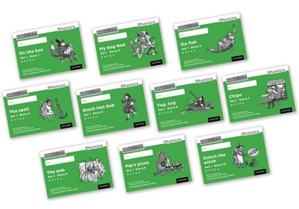 READ WRITE INC - PHONICS SET 1 GREEN STORY BOOKS - BLACK AND WHITE PACK OF 10