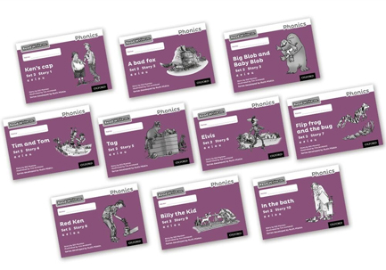 READ WRITE INC - PHONICS SET 2 PURPLE STORY BOOKS - BLACK AND WHITE PACK OF 10