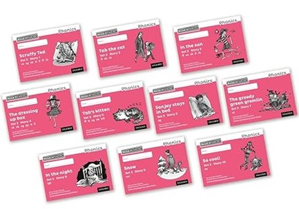 READ WRITE INC - PHONICS SET 3 PINK STORY BOOKS - BLACK AND WHITE PACK OF 10