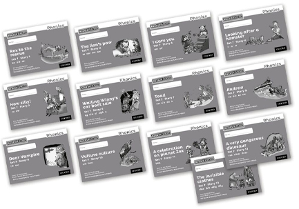 READ WRITE INC - PHONICS SET 7 GREY STORY BOOKS - BLACK AND WHITE PACK OF 13