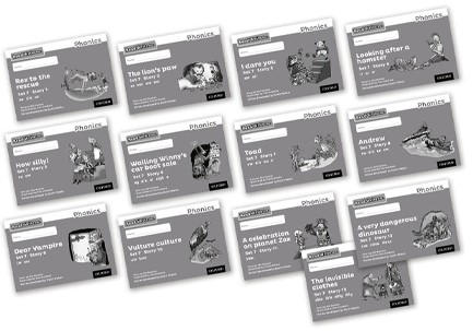 READ WRITE INC - PHONICS SET 7 GREY STORY BOOKS - BLACK AND WHITE PACK OF 13