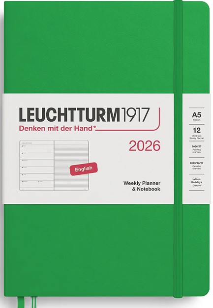 ΗΜΕΡΟΛΟΓΙΟ LEUCHTTURM 26 HARD SPRING LEAF 14,5*21 ΕΒΔΟΜΑΔΙΑΙΟ A5 ΜΕ NOTEBOOK
