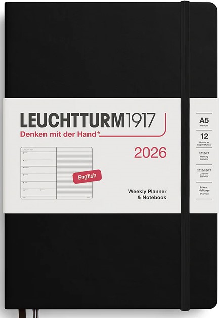 ΗΜΕΡΟΛΟΓΙΟ LEUCHTTURM 26 HARD BLACK 14,5*21 ΕΒΔΟΜΑΔΙΑΙΟ A5 ΜΕ NOTEBOOK