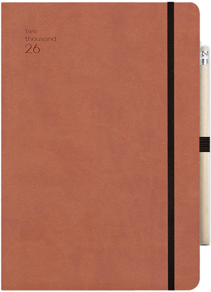 ΗΜΕΡΟΛΟΓΙΟ ADBOOK 26 HANDY TAN 12*17 ΗΜΕΡΗΣΙΟ SOFT ΜΕ ΛΑΣΤΙΧΟ ΚΑΙ ΜΟΛΥΒΙ