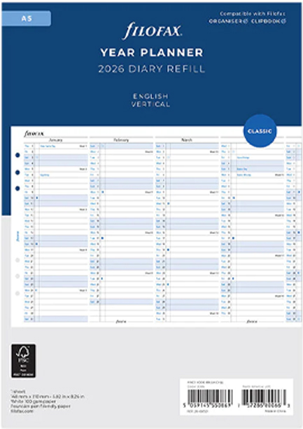 ΗΜΕΡΟΛΟΓΙΟ FILOFAX 26 A5 ΠΛΑΝΟ ΕΤΗΣΙΟ ΚΑΘΕΤΟ ΑΓΓΛΙΚΟ