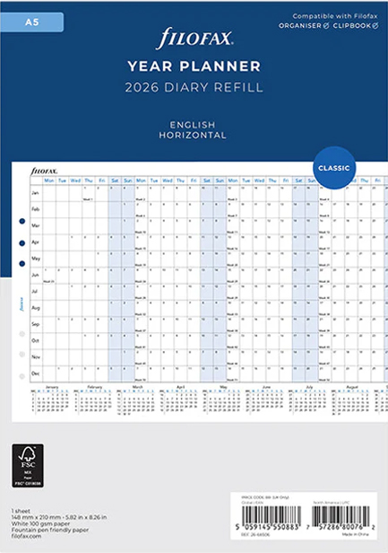 ΗΜΕΡΟΛΟΓΙΟ FILOFAX 26 A5 ΠΛΑΝΟ ΕΤΗΣΙΟ ΟΡΙΖΟΝΤΙΟ ΑΓΓΛΙΚΟ