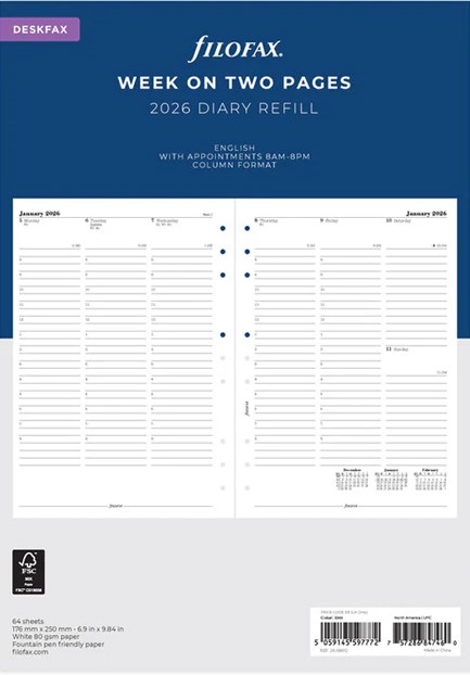ΗΜΕΡΟΛΟΓΙΟ FILOFAX 26 DESKFAX ΕΒΔΟΜΑΔΑ ΣΕ 2 ΣΕΛΙΔΕΣ ΑΓΓΛΙΚΟ