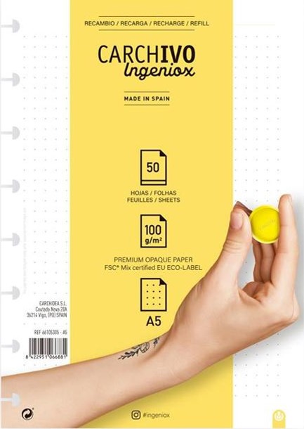 ΑΝΤΑΛΛΑΚΤΙΚΑ ΦΥΛΛΑ ΚΡΙΚ 15*21 ΜΕ ΤΕΛΕΙΕΣ 50Φ.CARCHIVO INGENIOX