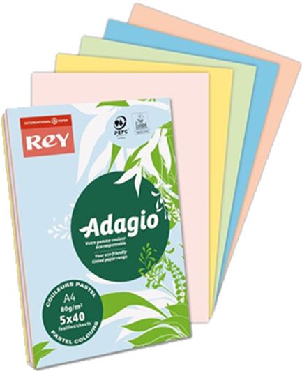 ΧΑΡΤΙ ΦΩΤΟΑΝΤΙΓΡΑΦΙΚΟ Α4 80ΓΡ.5 XPΩM*40Φ.ADAGIO REY MIX PASTEL