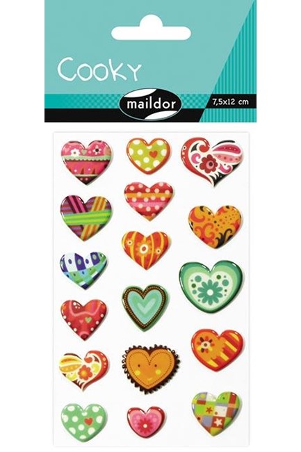 STICKERS COOKY 7,5*12CM.ΚΑΡΔΙΕΣ