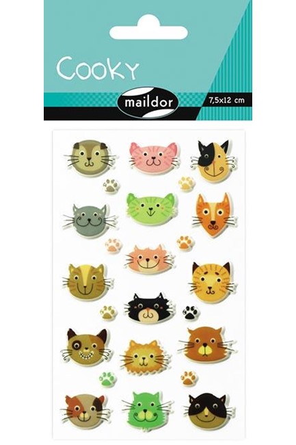STICKERS COOKY 7,5*12CM. ΓΑΤΑΚΙΑ ΚΕΦΑΛΙΑ