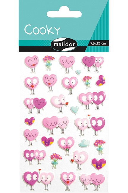STICKERS COOKY 7,5*12CM.ΚΑΡΔΙΕΣ