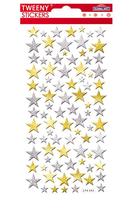 STICKERS XMAS TWEENY 9*17cm.270592 ΑΣΤΕΡΙΑ ΧΡΥΣΑ-ΑΣΗΜΕΝΙΑ