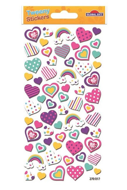 STICKERS TWEENY 9*17cm.270017 ΚΑΡΔΙΕΣ