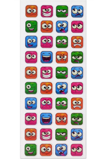 STICKERS FUN 11*31cm.1903 SQUARE FACES