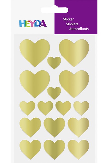 STICKERS HEYDA 10*19cm.ΣΕΤ 4Φ.ΚΑΡΔΙΕΣ ΧΡΥΣΕΣ