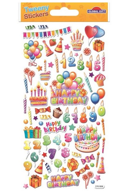 STICKERS TWEENY 9*17cm.270008 HAPPY BIRTHDAY