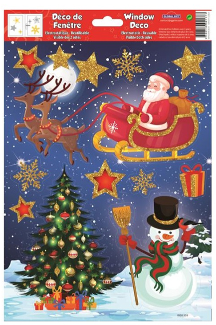 STICKERS XMAS ΤΖΑΜΙΩΝ 20*30cm.W30559 ΑΓΙΟΣ ΒΑΣΙΛΗΣ ΣΕ ΕΛΚΥΘΡΟ