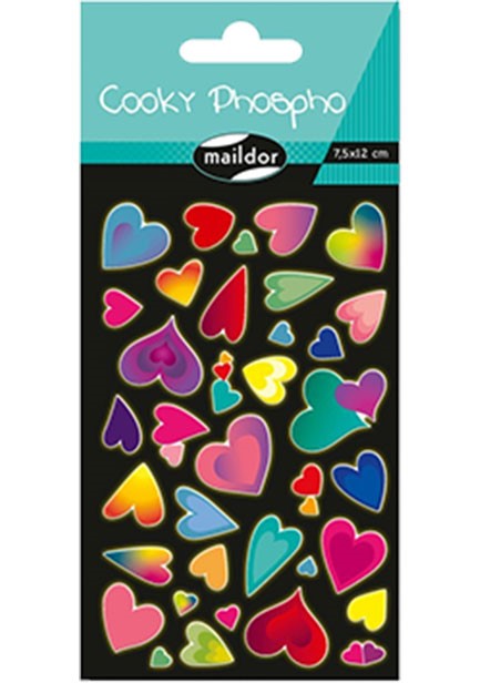 STICKERS COOKY 7,5*12cm.ΦΩΣΦΟΡΟΥΧΕΣ ΚΑΡΔΙΕΣ