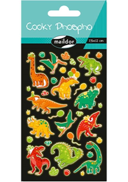 STICKERS COOKY 7,5*12cm.ΦΩΣΦΟΡΟΥΧΟΙ ΔΕΙΝΟΣΑΥΡΟΙ