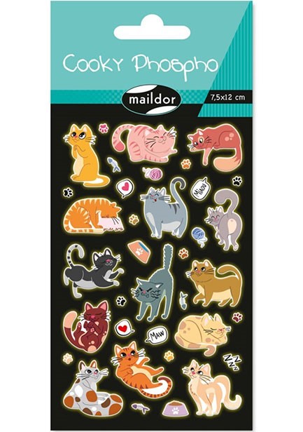 STICKERS COOKY 7,5*12cm.ΦΩΣΦΟΡΟΥΧΕΣ ΓΑΤΕΣ