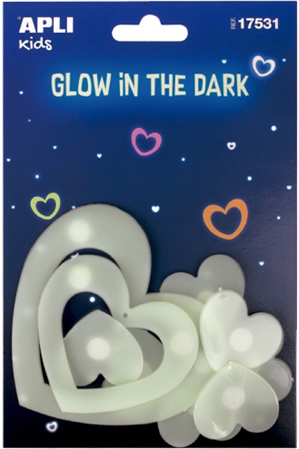 STICKERS APLI ΚΑΡΔΙΕΣ GLOW IN THE DARK 9TEM.17531
