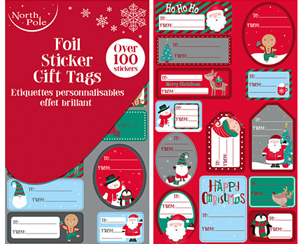 ΕΤΙΚΕΤΕΣ ΔΩΡΟΥ ΑΥΤΟΚΟΛΛΗΤΕΣ XMAS ΣΕΤ 100ΤΕΜ.