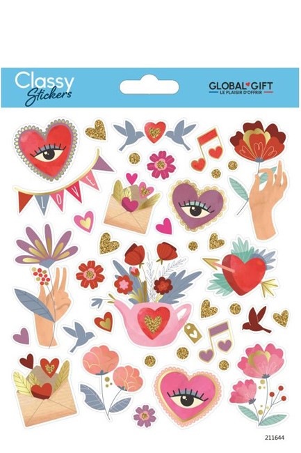 STICKERS CLASSY 15*17CM.211644 ΚΑΡΔΙΕΣ