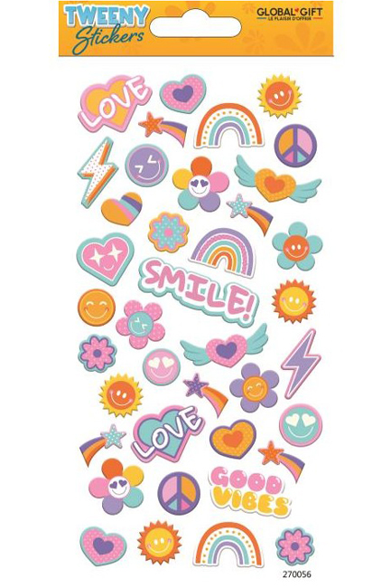 STICKERS TWEENY 9*17CM.270056 LOVE SMILE RAINBOW
