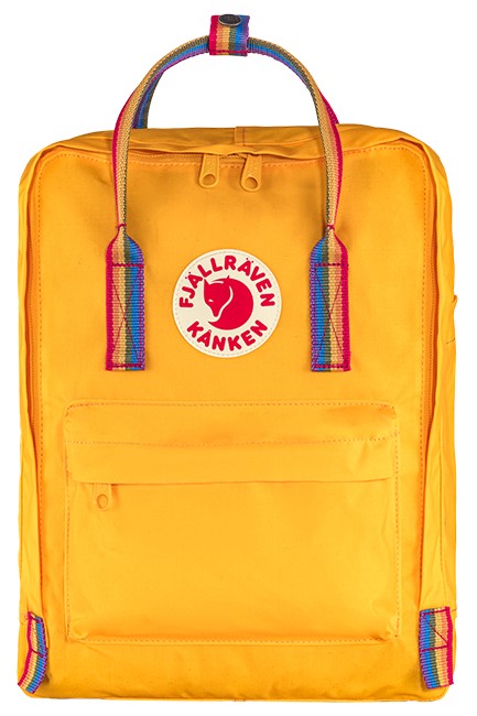 ΤΣΑΝΤΑ ΠΛΑΤΗΣ FJALLRAVEN KANKEN RAINBOW 23620-141-907 WARM YELLOW-RAINBOW PATTERN ΜΟΝΟΘΕΣΙΑΚΗ