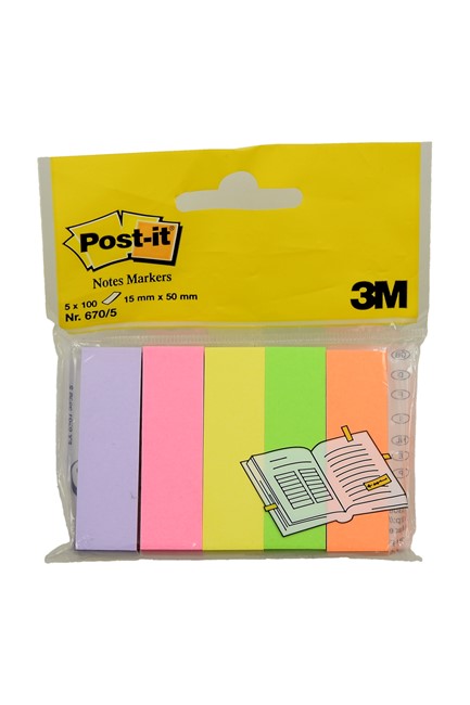 ΣΕΛΙΔΟΔΕΙΚΤΗΣ POST-IT 3M ΧΑΡΤΙΝΟΣ ΝΕΟΝ 15MM*50MM 5*100Φ.670/5