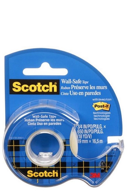 ΤΑΙΝΙΑ ΑΣΠΡΗ WALL SAFE 3M 19MM*16.5M 600 SCOTCH+ΒΑΣΗ