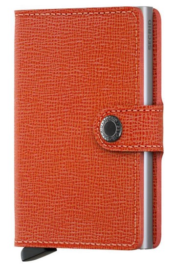 ΚΑΡΤΟΘΗΚΗ ΓΙΑ 10 ΚΑΡΤΕΣ LEATHER SECRID RFID SAFE MINI WALLET CRISPLE ORANGE