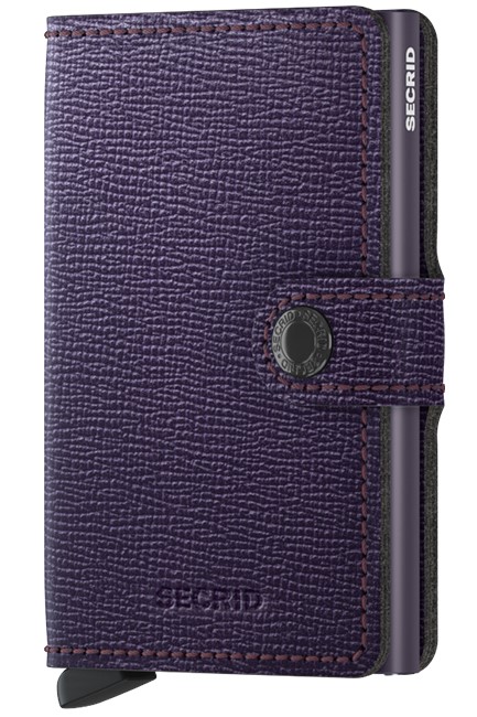 ΚΑΡΤΟΘΗΚΗ ΓΙΑ 10 ΚΑΡΤΕΣ LEATHER SECRID RFID SAFE MINI WALLET CRISPLE PURPLE ΜΕ ΚΟΥΜΠΙ