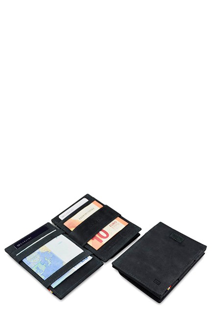 ΚΑΡΤΟΘΗΚΗ ΓΙΑ 8 ΚΑΡΤΕΣ-ΚΕΡΜΑΤΑ LEATHER GARZINI MAGIC WALLET RFID SAFE CAVARE VINTAGE CARBON BLACK