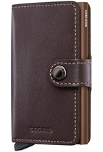 ΚΑΡΤΟΘΗΚΗ ΓΙΑ 10 ΚΑΡΤΕΣ LEATHER SECRID RFID SAFE MINI WALLET ORIGINAL CHOCOLATE ΜΕ ΚΟΥΜΠΙ
