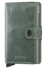ΚΑΡΤΟΘΗΚΗ ΓΙΑ 10 ΚΑΡΤΕΣ LEATHER SECRID RFID SAFE MINI WALLET VINTAGE TEAL ΜΕ ΚΟΥΜΠΙ