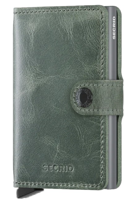 ΚΑΡΤΟΘΗΚΗ ΓΙΑ 10 ΚΑΡΤΕΣ LEATHER SECRID RFID SAFE MINI WALLET VINTAGE TEAL ΜΕ ΚΟΥΜΠΙ