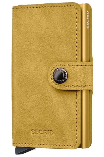 ΚΑΡΤΟΘΗΚΗ ΓΙΑ 10 ΚΑΡΤΕΣ LEATHER SECRID RFID SAFE MINI WALLET VINTAGE YELLOW ΜΕ ΚΟΥΜΠΙ