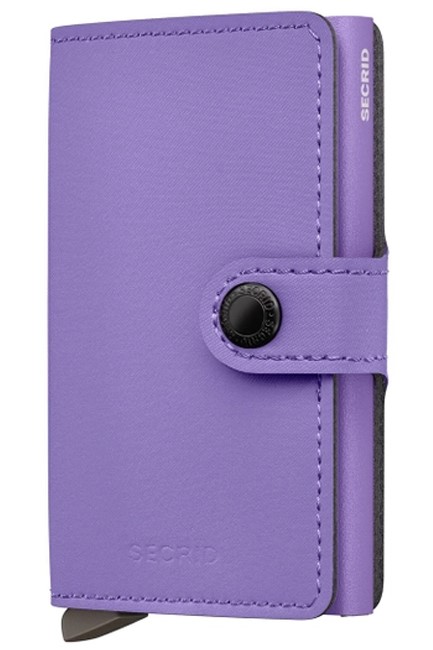 ΚΑΡΤΟΘΗΚΗ ΓΙΑ 10 ΚΑΡΤΕΣ LEATHER SECRID RFID SAFE MINI WALLET POWDER LILAC ΜΕ ΚΟΥΜΠΙ