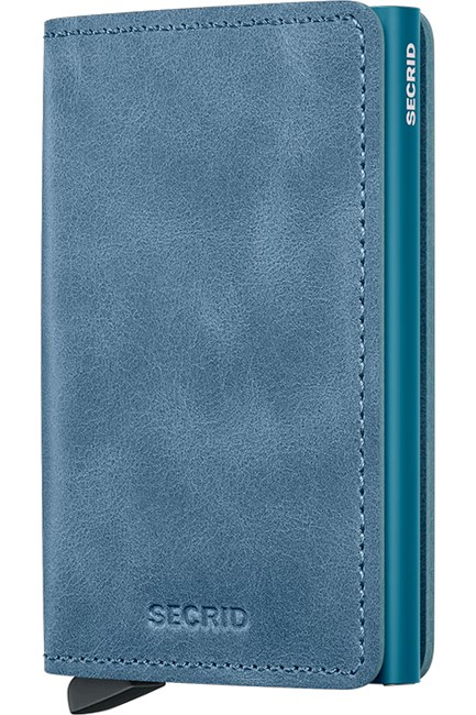 ΚΑΡΤΟΘΗΚΗ ΓΙΑ 10 ΚΑΡΤΕΣ LEATHER SECRID RFID SAFE SLIM WALLET VINTAGE TEAL