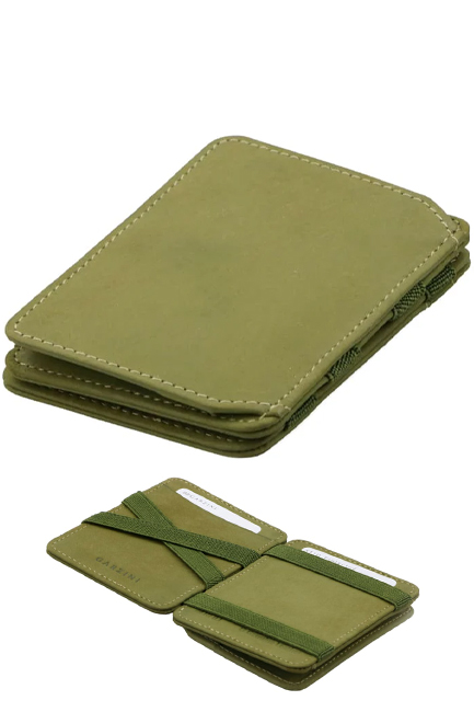 ΠΟΡΤΟΦΟΛΙ LEATHER URBAN OLIVE GREEN GARZINI MAGIC COIN
