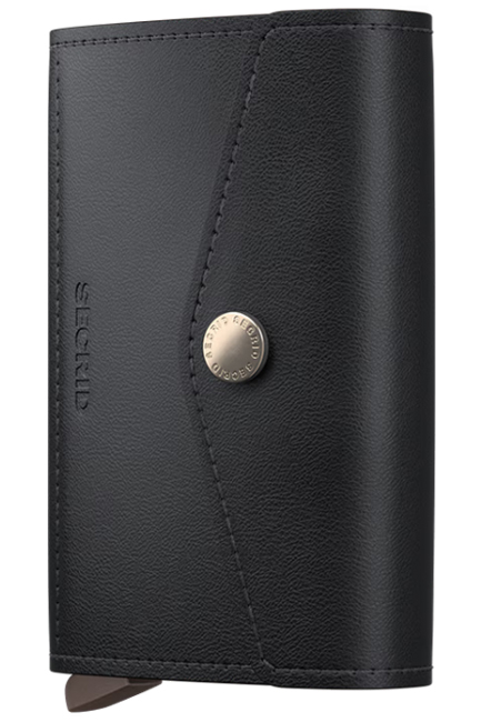 ΚΑΡΤΟΘΗΚΗ ΓΙΑ 10 ΚΑΡΤΕΣ LEATHER SECRID RFID SAFE ENVELOPE WALLET VINTAGE BLACK ΜΕ ΚΟΥΜΠΙ