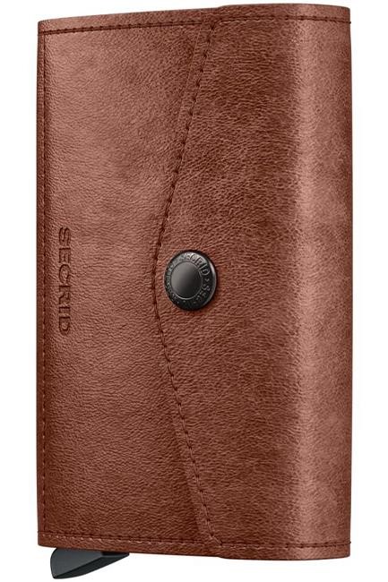 ΚΑΡΤΟΘΗΚΗ ΓΙΑ 10 ΚΑΡΤΕΣ LEATHER SECRID RFID SAFE ENVELOPE WALLET VINTAGE COGNAC ΜΕ ΚΟΥΜΠΙ