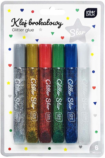 ΚΟΛΛΑ GLITTER ΧΡΩΜΑΤΙΣΤΗ 10,5ML INTERDRUK BASIC ΣΕΤ 6ΤΕΜ.356765