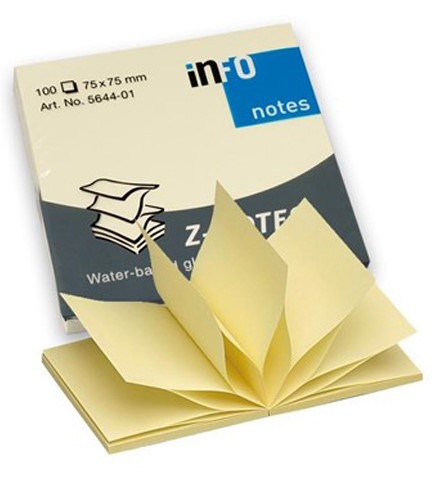 ΧΑΡΤΑΚΙΑ ΑΥΤΟΚΟΛ.Z-NOTES 75*75MM.ΚΙΤΡΙΝΑ 100Φ.INFO 5644-01