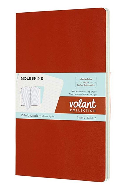 ΣΗΜΕΙΩΜΑΤΑΡΙΟ MOLESKINE VOLANT CORAL ORANGE-AQUA BLUE 13*21 LARGE ΡΙΓΕ (2 TEMAXIA)