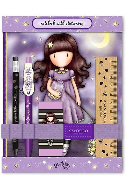 ΣΗΜΕΙΩΜΑΤΑΡΙΟ 14*20CM.ΡΙΓΕ ΗΑRD+ΣΕΤ ΓΡΑΦΗΣ GORJUSS SPARKLE AND BLOOM 602GJ09 CATCH A FALLING STAR